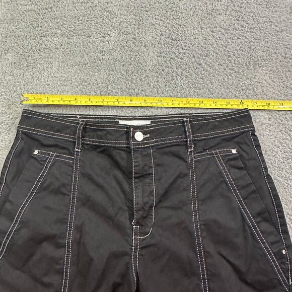 By Anthropologie The Carson Utility Barrel Cargo Pants Size 12P‎ Black High Rise - Picture 7 of 12